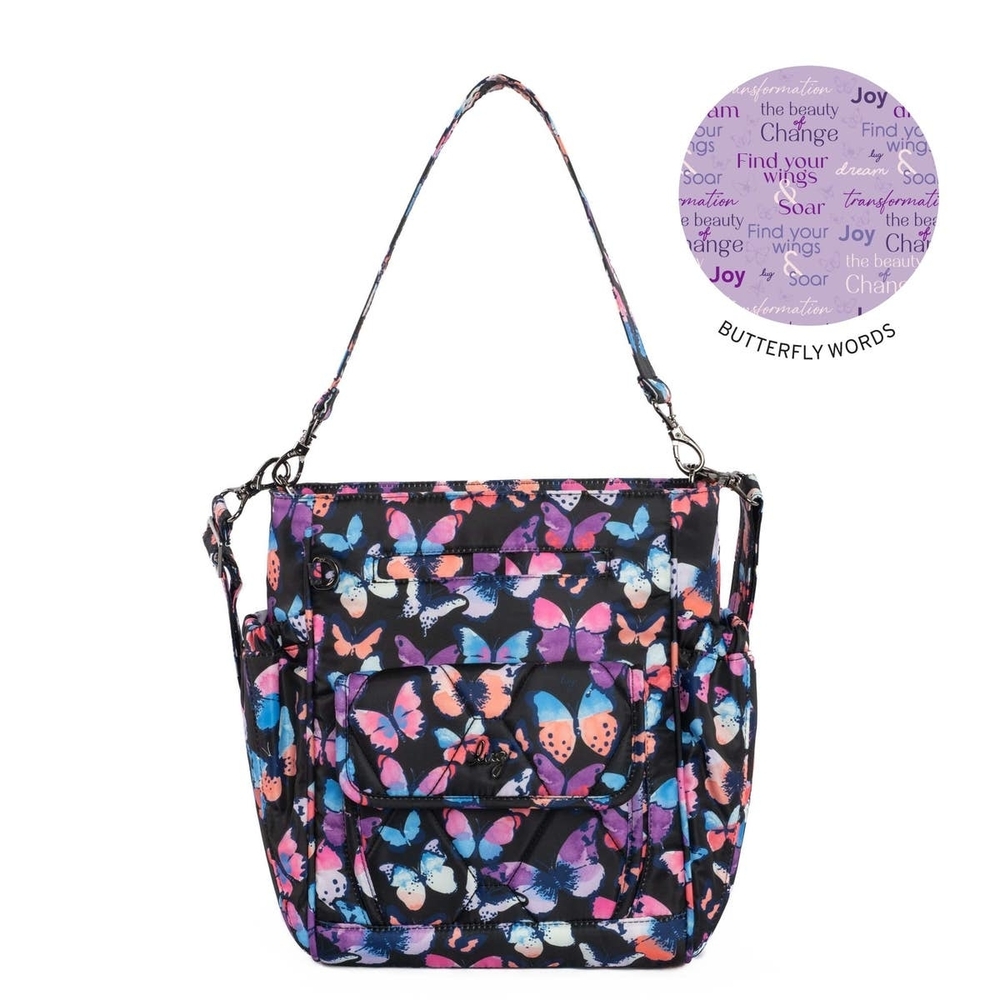 Lug Toss Watercolor Butterfly Shoulder Bag with Crossbody Strap